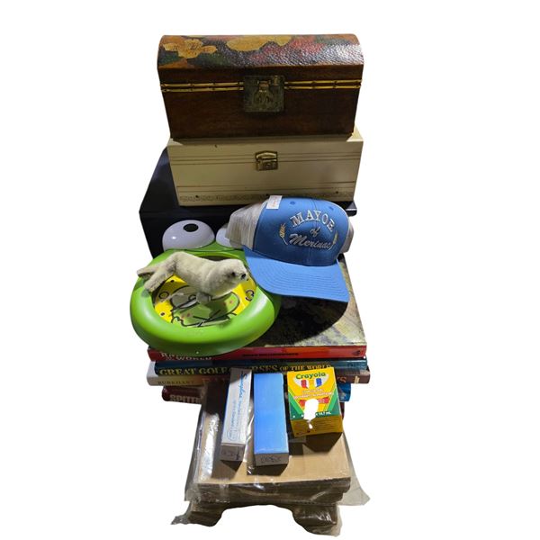 Vintage group of Hardcover Books, Decorative Boxes & More