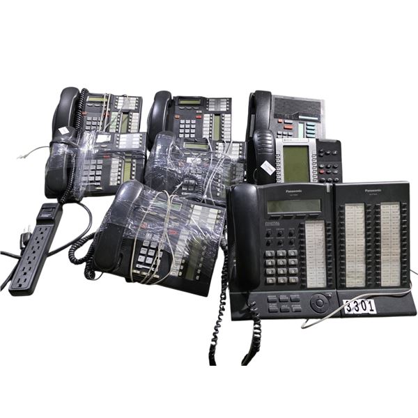 Group of 8 Assorted Business Desktop Telephones - Various Conditions, Used for Movie Set Dec