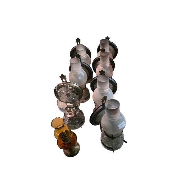 Group of 8 Vintage Wall-Mounted Classic Kerosene Lamps -used for Movie Set Dec