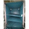 Image 2 : Dark Blue Glass Display Kitchen Cabinet - approx. 30" x 80" H (Handles are missing)