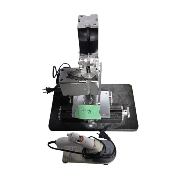 Electroplated Mini Metal Milling Machine (Tested Working) & Mini Hot Melt Glue Gun w/ Stand (Used - 