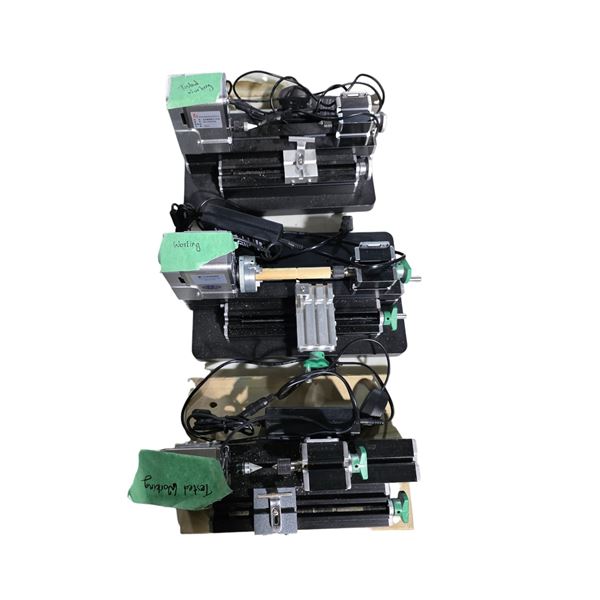 Group of 3 Mini Makers Mini Woodturning Lathe Machine - Model CC01036 (Tested - Working Condition)