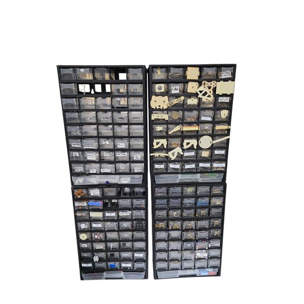 Group of 4 Multi-Drawer 18" H Storage Cabinets - includes Contents (Electric Components, Small Woode