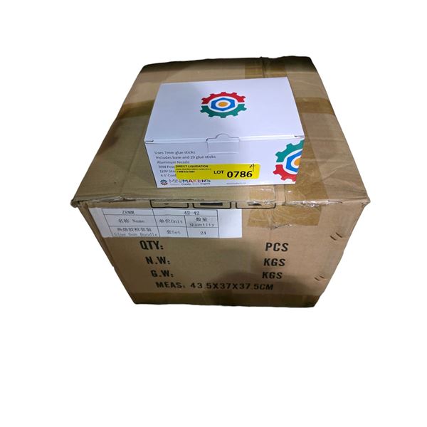 BNIB Box of approx. 24-pcs Mini Makers 7mm Hot Glue w/ Stand