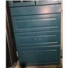 Image 4 : Dark Blue Glass Display Kitchen Cabinet - approx. 30" x 80" H (Handles are missing)