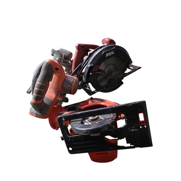 Group of 3 Cordless Circular Saw - includes Firestorm 14.4V Black & Becker, Skil 13 AMp (Batteries a