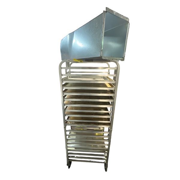 Commercial Aluminum Sheet Pan Rack with Assorted Plastic Food Bins