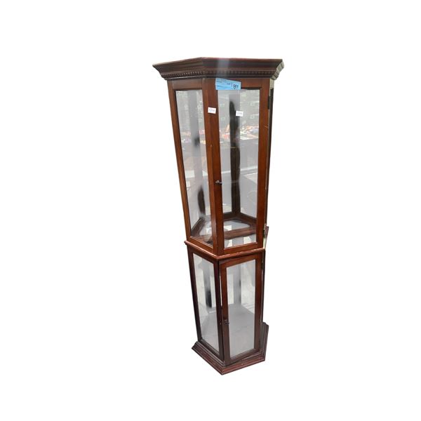 Wood & Glass Corner Display Cabinet / Curio Cabinet
