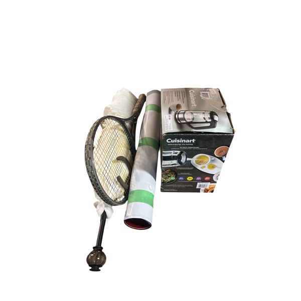 Group of Misc - Cuisinart Electric Kettle, Tennis Racket, Horseshoe, Poster, Etc.