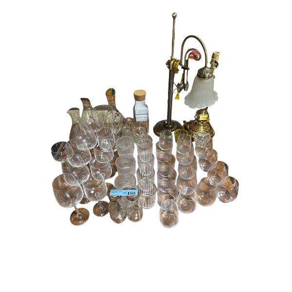 Large Group of Glassware - Wine Cups, Cups, Decanters, Lamps, Jars, Etc.