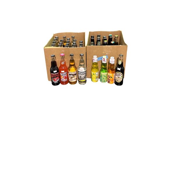 2 Boxes of Various Soda - Kool-Aid, Brownie Root Beer, Hanks Mexicola, Swamp Juice, Jones Zero Cola,