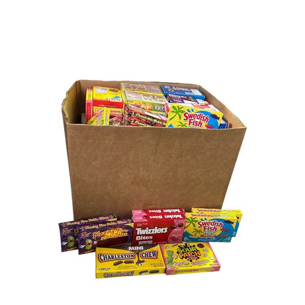 Box of Various Candy - Sour Patches, Swedish Fish, Charleston Chew,
