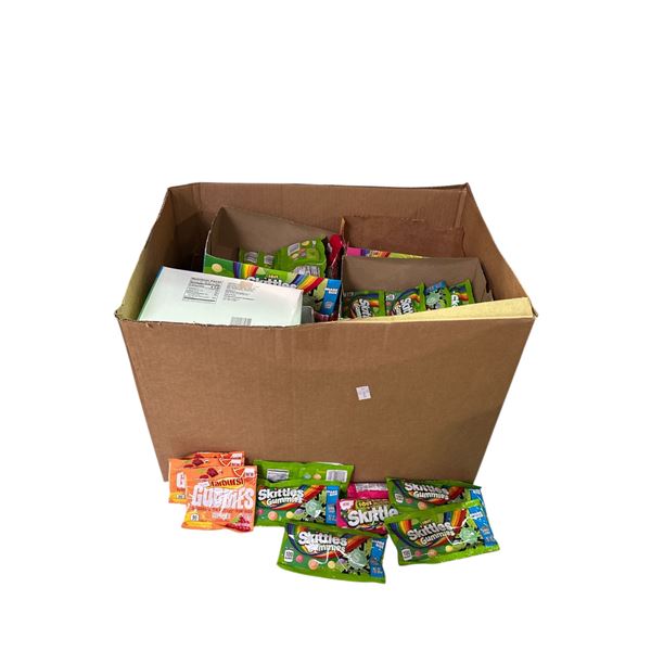 Box of Various Candy - Skittles Gummies, Starburst Goodies, Etc.