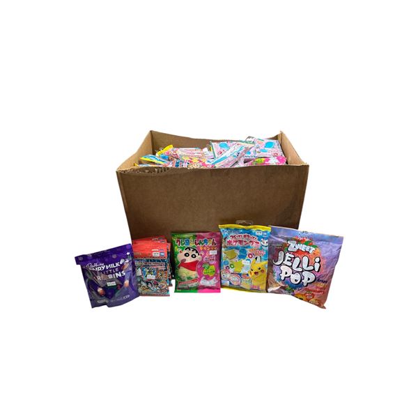 Box of Various Candy - Jelli Pop, Asian Candy, Dairy Milk, Pokemon Candy, Etc.