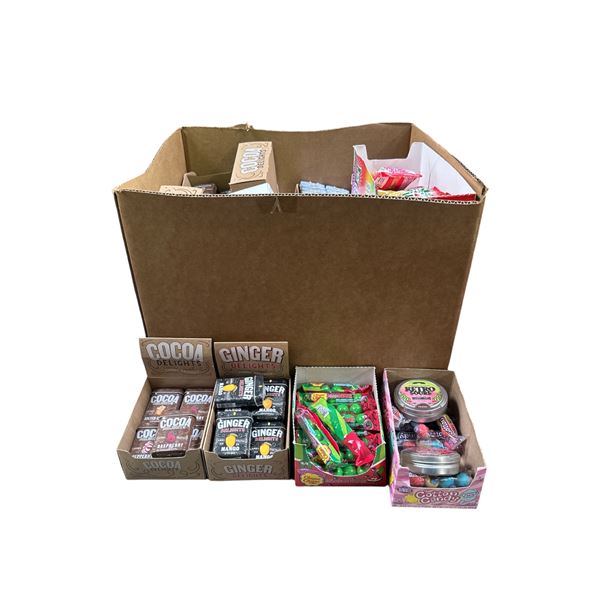 Box of Various Chocolate/Candy - Cocoa Delights, Tic Tac Chew, Maple Candy, Ginger Candy, Etc.