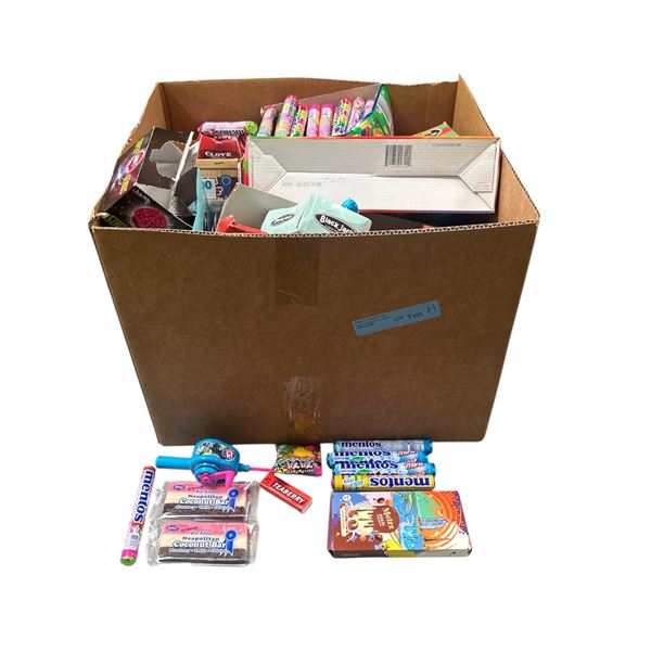 Box of Misc Candy - Mentos, Chewing Gum, Coconut Bar, Mints, Etc.