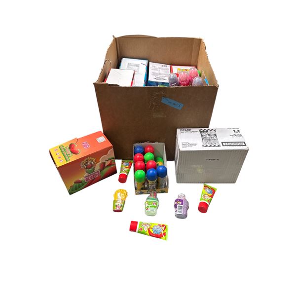 Box of Various Candy - Itsy Bite Chewy, Big Dipper, Bubble Gum, Warheads Squeeze Candy