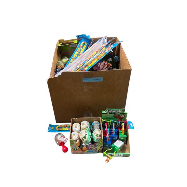 Box of Various Candy -  Candy Necklace, Swingin Slot, Flash Pop Ring, Double Bubble, Etc.