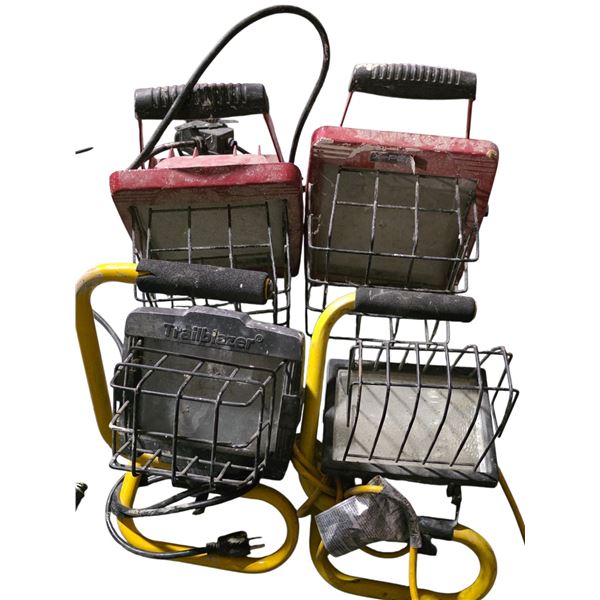 Group of 4 Used Halogen Portable Work Lamps