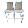 Image 3 : Set of 4 White & Blue Plastic Bar Stools