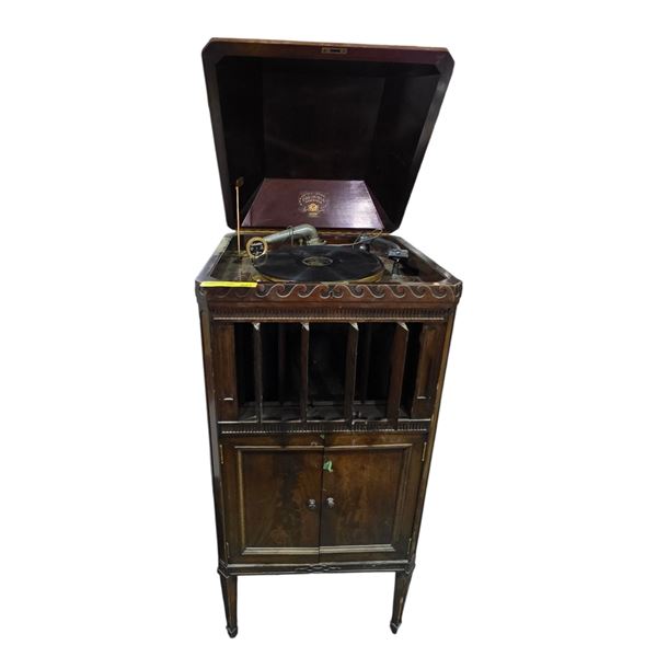 Antique Columbia Grafonola, Liverpool - with contents