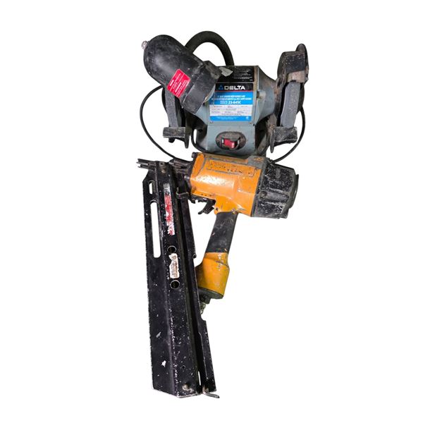 Bostitch Nail Gun & Delta 6" Basic Grinder w/ Flexible Lamp (Not Tested)