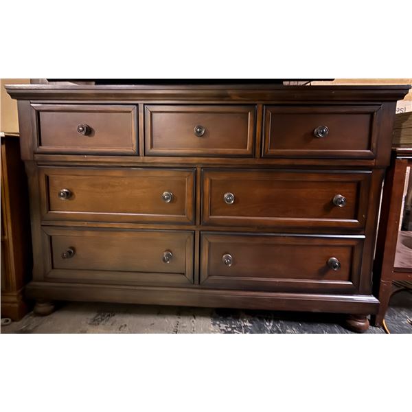 Wood Glass Top 52" L Console & 7-Drawer Wooden Cabinet (Like New - Used for Movie Set Dec)
