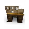 Image 1 : Mahogany 7-Drawer Writing Desk w/ Gold hardware - Used for Movie Set Dec