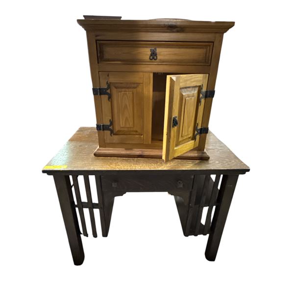 Art & Craft Solid 1-Drawer Desk - includes a Small Solid Wood 2ft x 2ft Side Chest