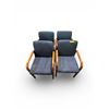 Image 1 : Set of 4 Wood & Blue Office Armchairs