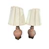 Image 1 : Set of 2 Vintage 3 ft Antique Table Top Beige Rose Lamps w/ Lampshades