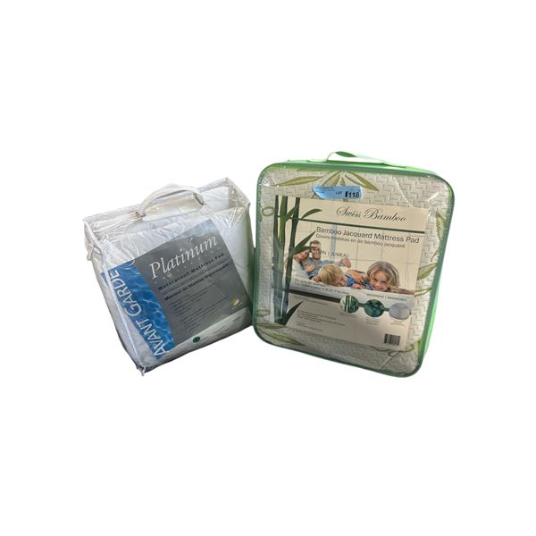 Group of 2 NEW Mattress Pads - includes Swiss Bamboo Jacquard 20" Twin & Platinum Collection Double/