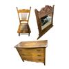 Image 1 : Group of Misc - 3 Tier Wooden Dresser, Wooden Chair & Mirror