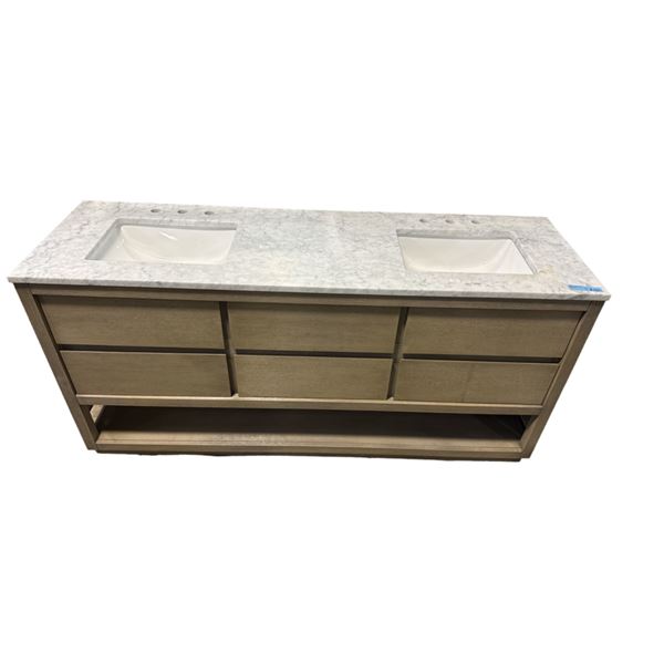 Modern Double Sink Bathroom Vanity with Quartz Countertop (Approx. 72in W x 22in D x 35in H)