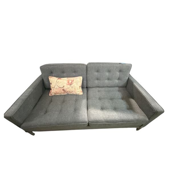 Modern Grey Tufted Upholstered Loveseat Sofa