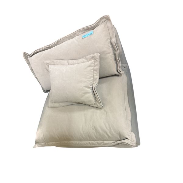 Beige Upholstered Accent Chair with Matching Cushion