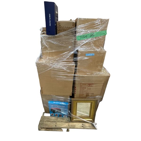 Surprise Pallet of Misc - Mattress Protector, Christmas Decor, Mirror, Non Slip Folding Stool, Asian