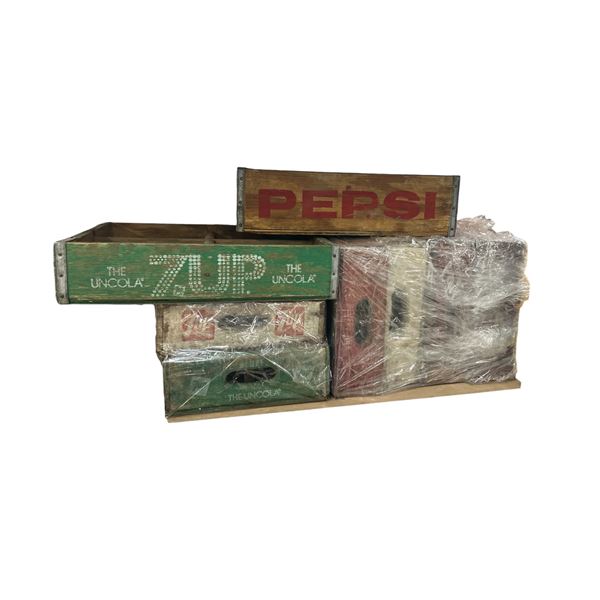 Group of 8 Vintage Cola Wooden Crates