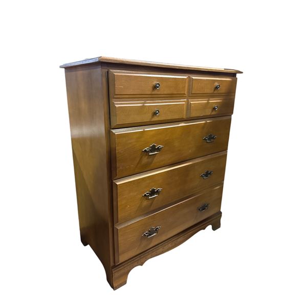 Traditional Wood 5-Drawer Dresser with Brass Hardware