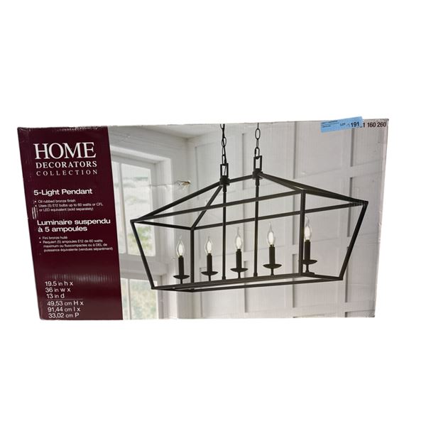 Home Decor 5 Light Pendant 19.5in H x 36in W x 13in D