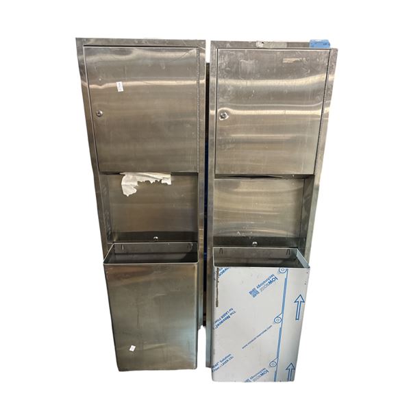 Group of 3 Stainless Steel paper Towel Dispenser & Industrial White Acrylic Light