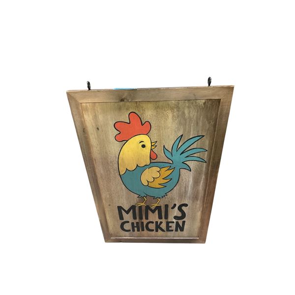 Mimiâ€™s Chicken Art Piece Framed on Wood