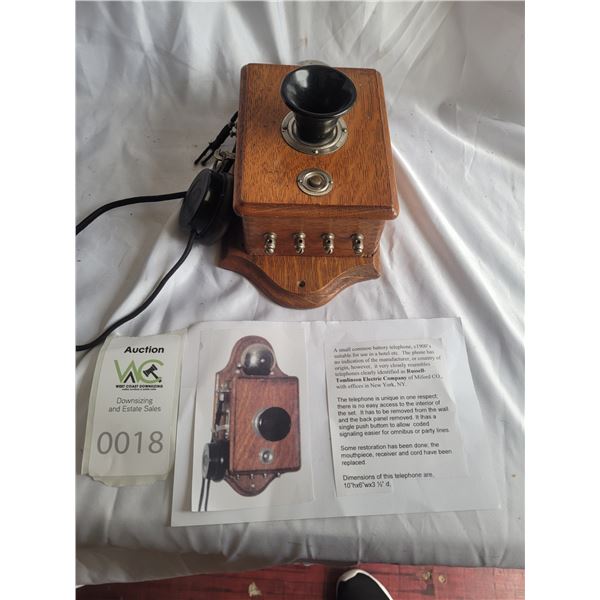 Antique Russle Tomlinson Electric Company Wall Phone A SC1