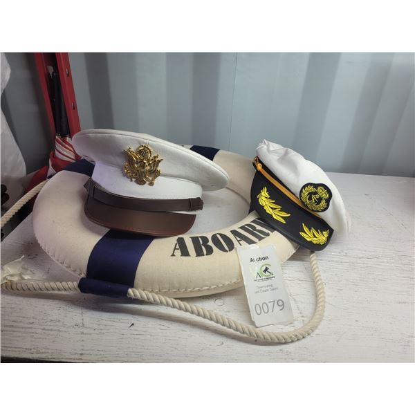Life Ring & US Army Officer's White Dress Cap B SC2
