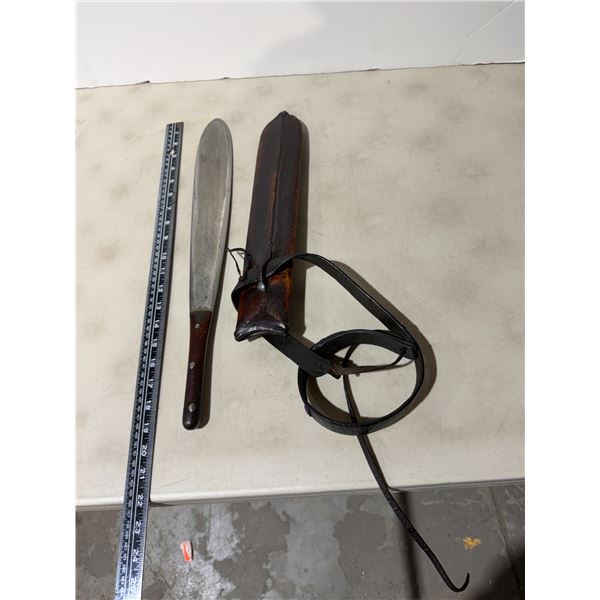 Follow Knife/machete with leather sheath