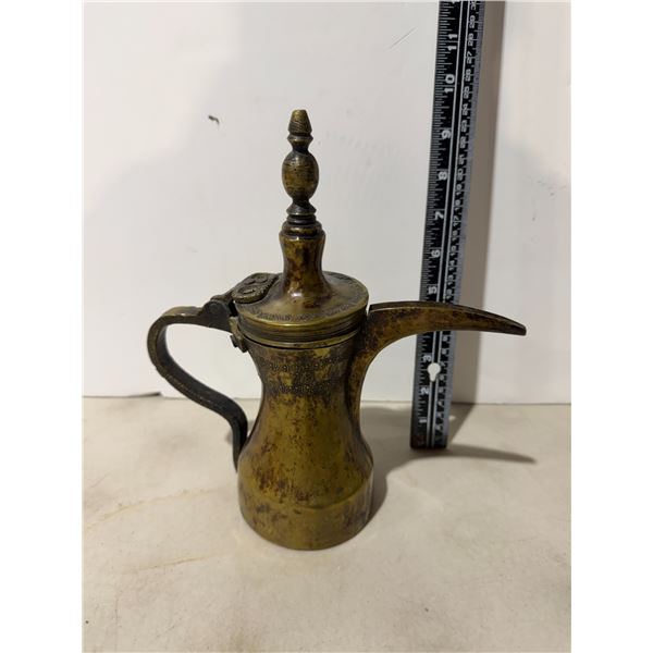 antique Middle Eastern brass dallah coffee pot