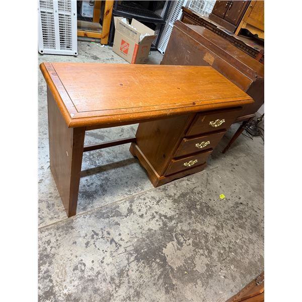 Pine desk measures 48" x 18" x 31" tall