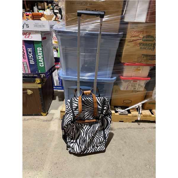Zebra patterned carry-on bag