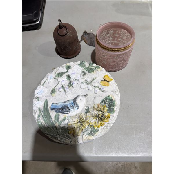 Garden stone BELL and Candle Holder