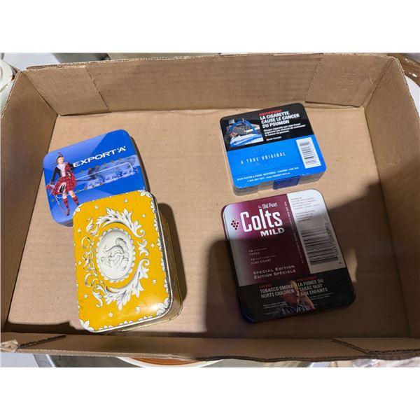 Assorted cigarette and other tins